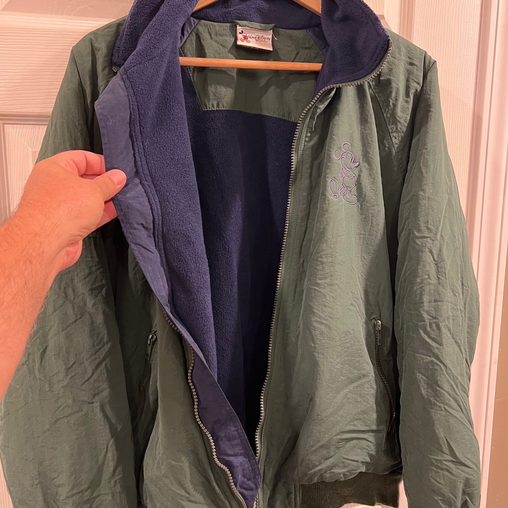 Walt Disney World Mickey Mouse Fleece Lined Bomber Jacket Green Mens Medium - Picture 10 of 12